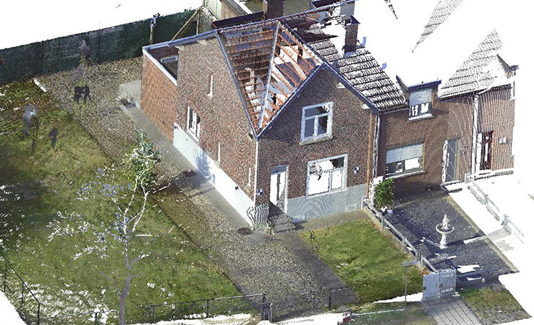 3D-inmeting van een woning voor de aanvang van de verbouwingswerken. 3D-inmeting van een woning voor de aanvang van de verbouwingswerken.