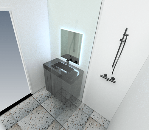 Door de computertekeningen krijgt de klant reeds tijdens het ontwerp een perfect beeld van de badkamer, de keuze van de tegels enz. Door de computertekeningen krijgt de klant reeds tijdens het ontwerp een perfect beeld van de badkamer, de keuze van de tegels enz.